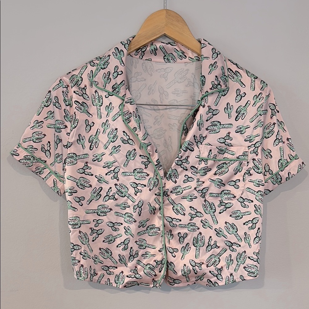 Pink Cactus Print Pajama Set - Picture 3 of 7